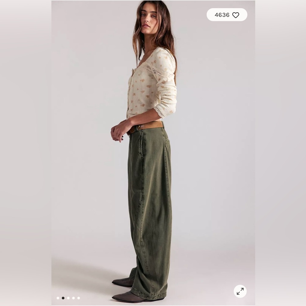 Free People Spotlight Washed Chino Trousers Dusty Olive